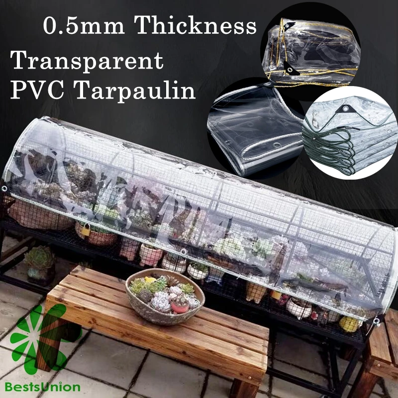 0.5MM Thick Transparent Waterproof Tarpaulin Outdoor Tent PVC Rainproof Cloth Garden Balcony Succulent Plants Awnings