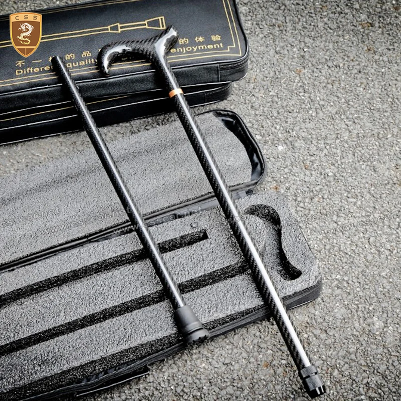 HOT Auto Accessories Car Safe Crutches Interior Decoration Dry Carbon Fiber Walking Stick Black fits Self-defense Protection