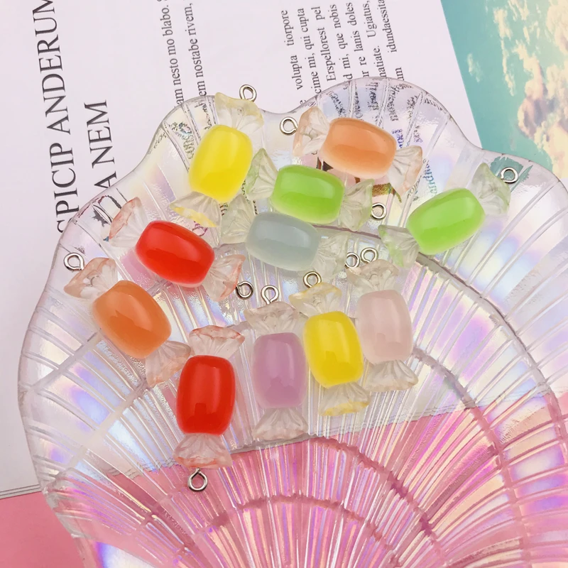 10pcs Hot Selling Resin Kawaii Cute Candy Charm for Keychain, Earring, Scrapbooking, DIY Making, Necklace