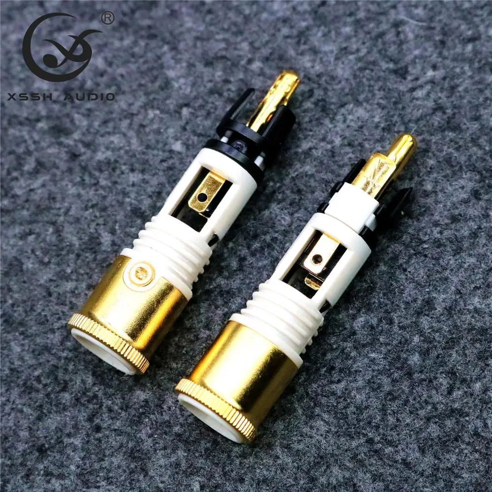Konektor RCA XSSH YIVO Hi-End HIFI OEM ODM DIY Tembaga Murni Berlapis Emas Pria 10Mm Diameter Maks Colokan RCA Jack untuk Kabel Audio