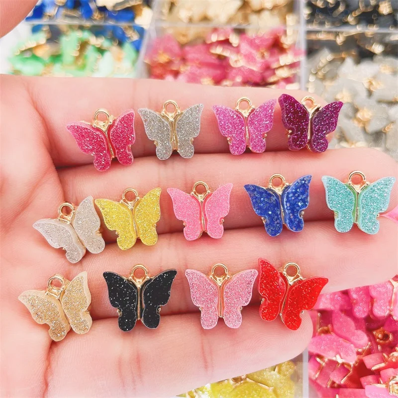 Peixin 10Pcs Cute Butterfly Charms Accessories Wholesale DIY Earrings Findings DIY Jewelry Making Supplies Colorful Butterfly