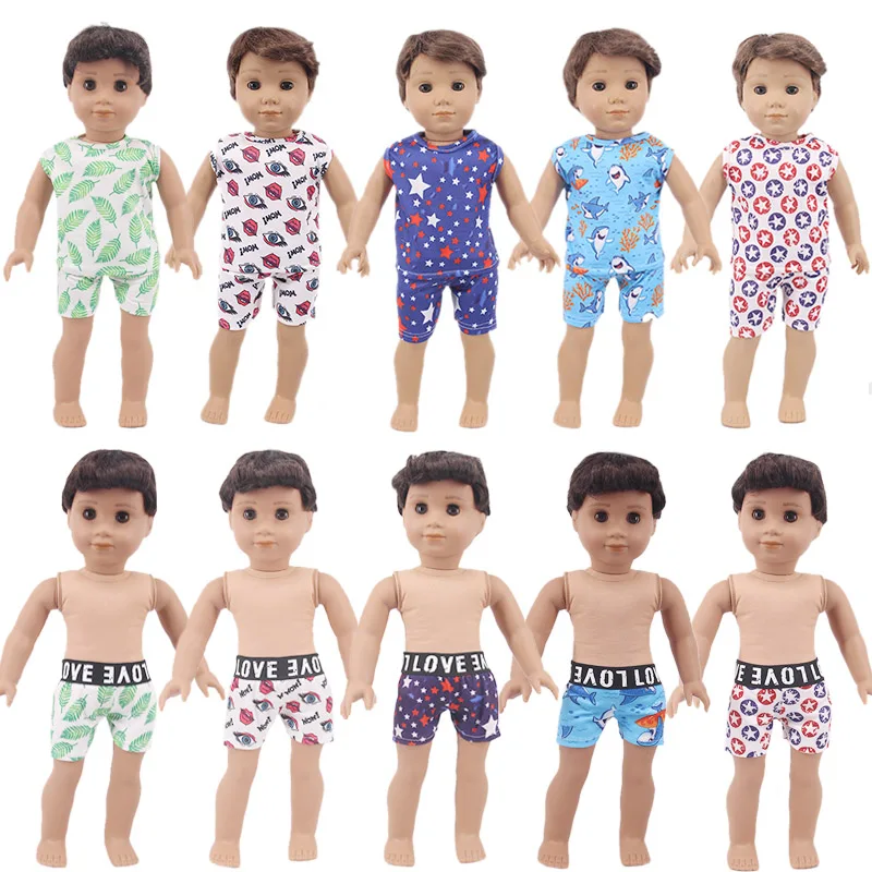 2Pcs/Set Doll Clothes Shirts+Pants Panties Fit 18 Inch American Of Girl`s&43Cm Baby New Born Logan Boy Doll Zaps Generation Toy