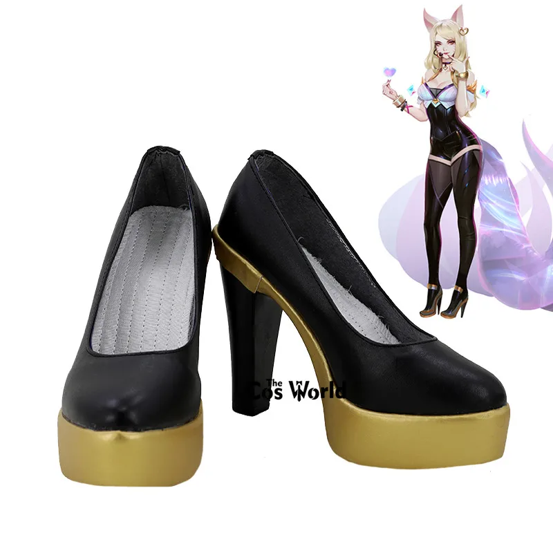 Lol kda menina grupo o nove-tailed raposa ahri jogos personalizar sapatos de salto alto cosplay 4 cores