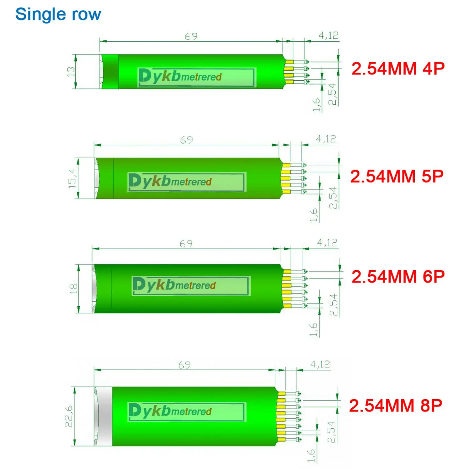 DYKB Palmare Passo 2.54MM 2P / 3P / 4P / 5P / 6P / 8P PIN test di Masterizzazione pin Programma ARM JTAG di Debug di Download Bruciare pin 2pin -8pin