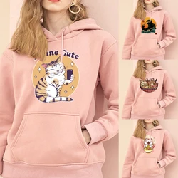 Thời Trang Mới Áo Hoodie Nỉ Nam Nữ Chui Đầu Bông Tai Kẹp Phù Hợp Với Áo 2021 Dễ Thương Mèo Hoạt Hình Dáng Rộng Sinh Viên Áo Hoodie Quần Áo