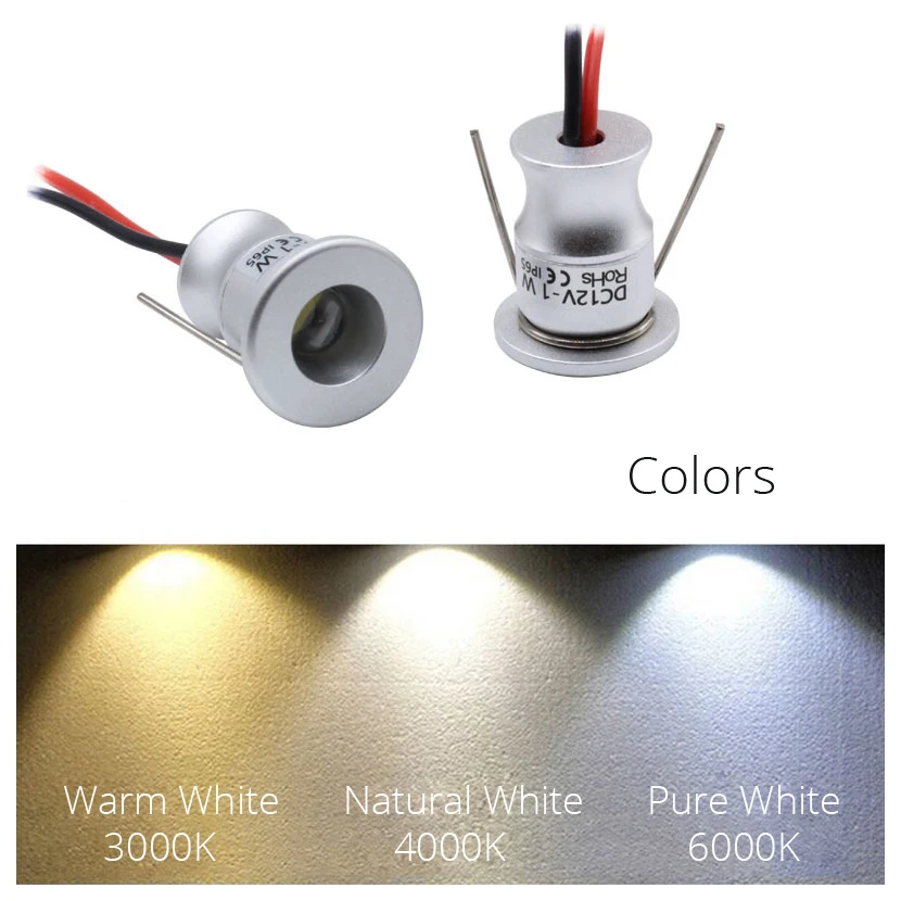 1W DC12V IP65 wodoodporny światełko punktowe LED kciuk lampka punktowa szafki oświetlenie 15mm