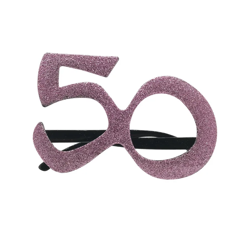 Rose Gold Number 40 50 60 Happy Birthday Glasses Photobooth 40th 50th 60th Birthday Party Gifts Anniversary Decoration Supplies