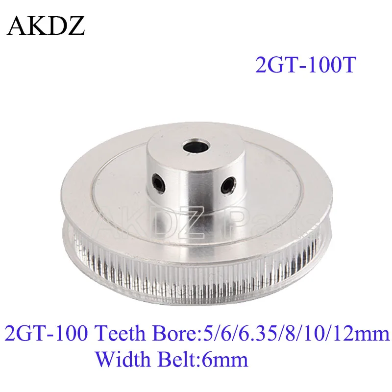 

Зубчатый шкив 100 GT, отверстие 6/6.35/8/10/12/14/15/16/19/20/22/25 мм для синхронного ремня GT2, ширина 6/10 мм, 100 зубьев, 100 T