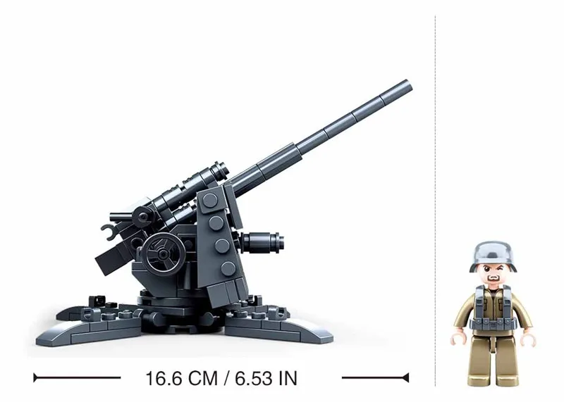 115Pcs WW2 Military Weapon 88MM Flak ANTI-TANK Gun Model Building Blocks Sets Figures Educational Toys for Boys Birthday Gifts