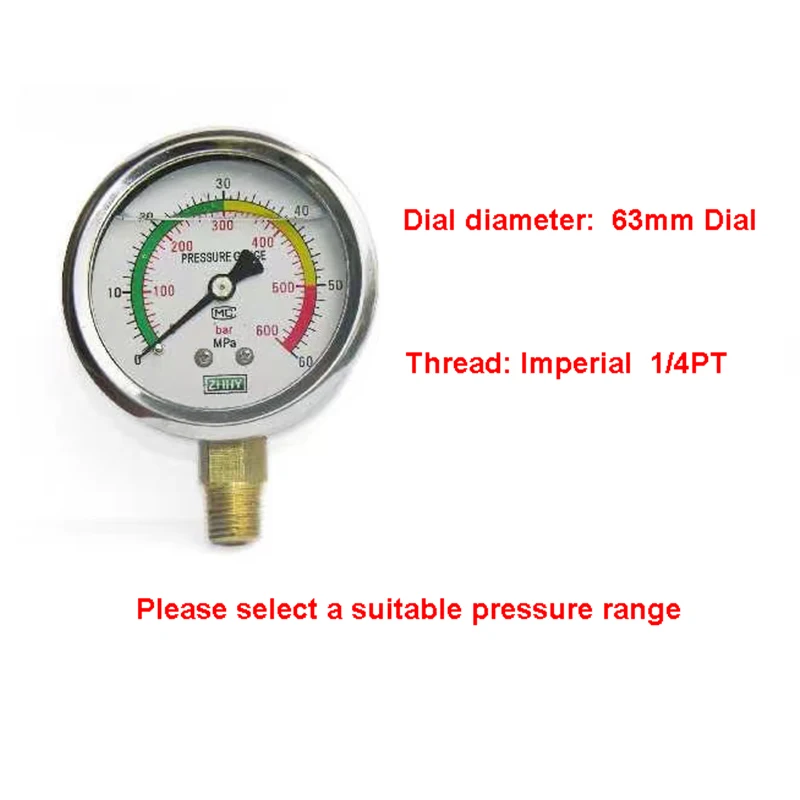 Hydraulic Pressure Gauge 1/4\