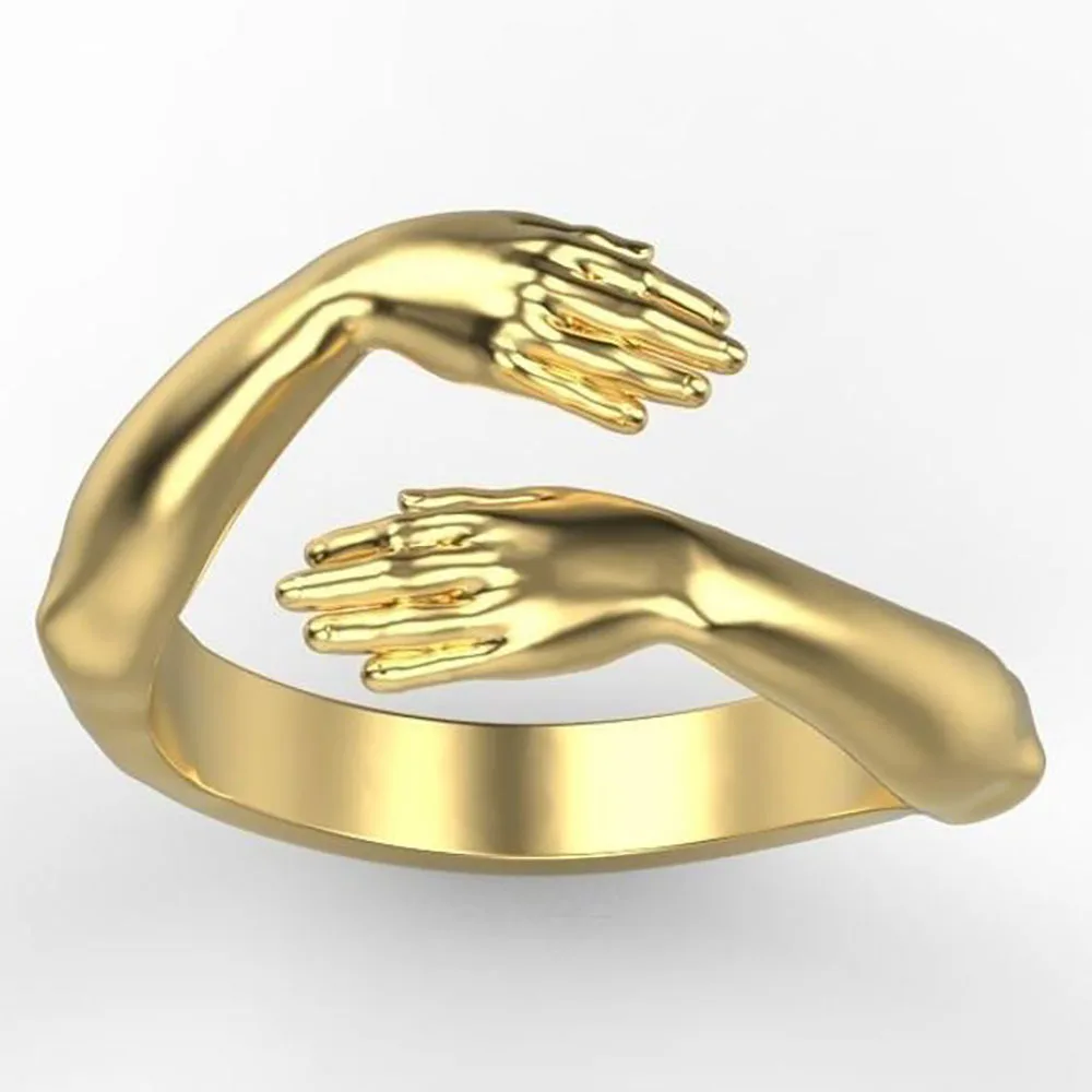 Rings 2023 Trend Jewelry Hands Hug Punk Personality Open Dropshipping Rings for Women Men