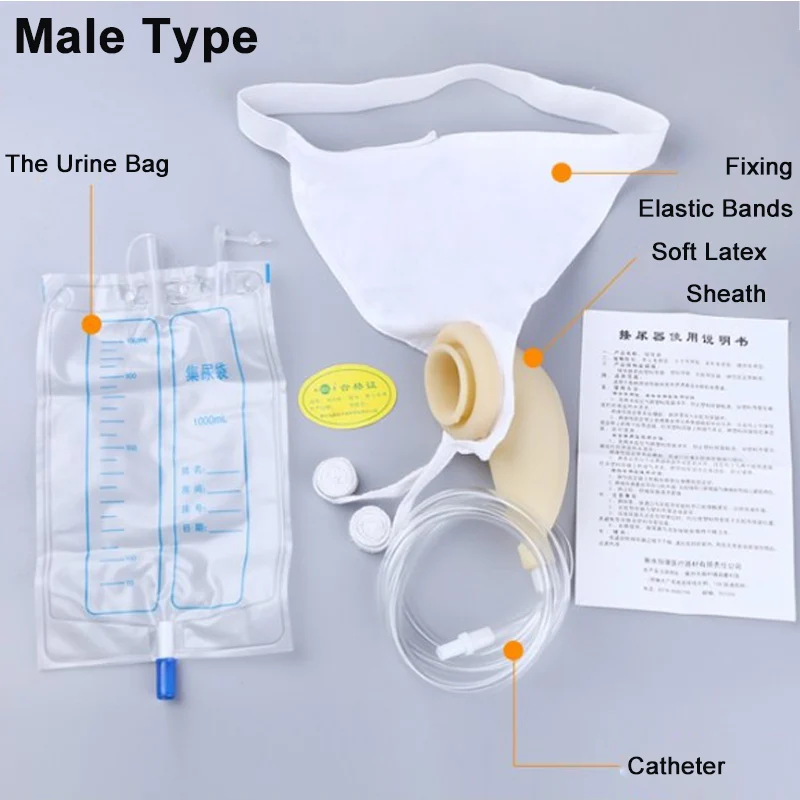 Urine Collection Set Urinal Bag Latex Pee Holder Bedridden Patients Urination Catheter Bags For Man Female Urinary Incontinence