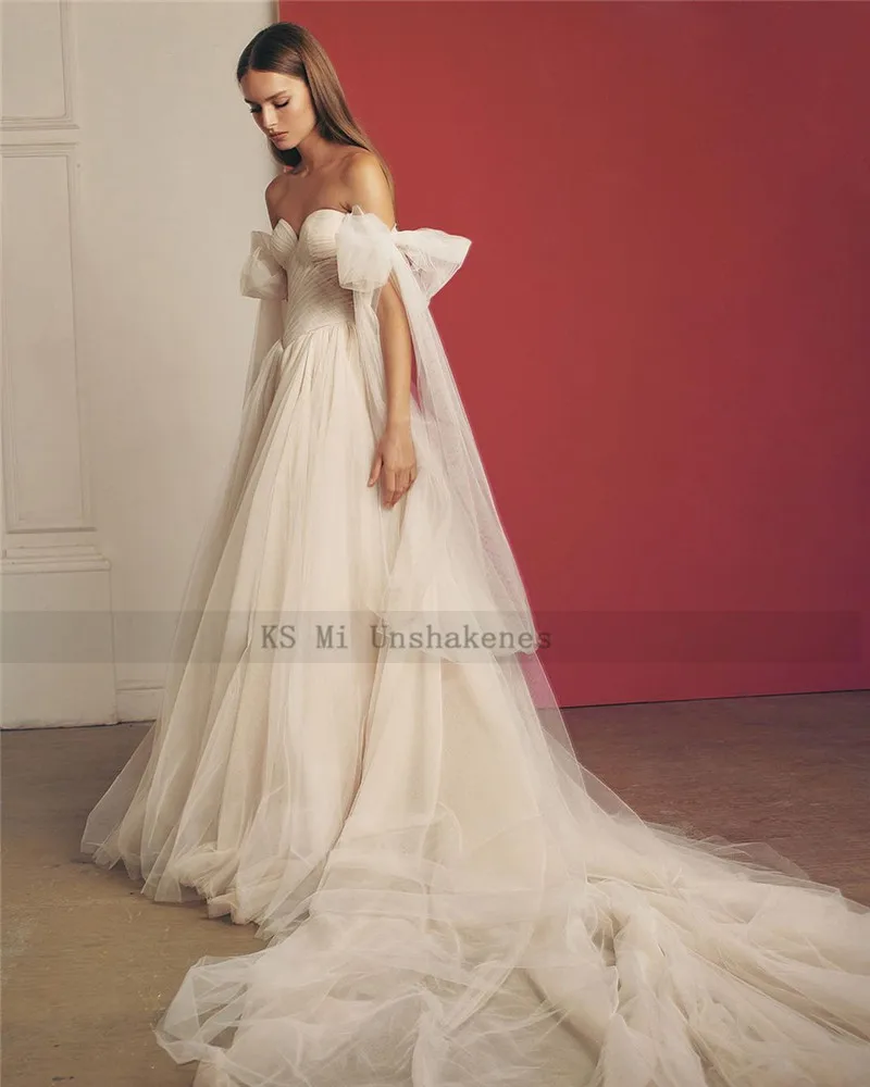 Vestido de novia plisado con escote corazón para mujer, traje de novia color champán y Rosa, con abertura lateral, corte en A, 2022