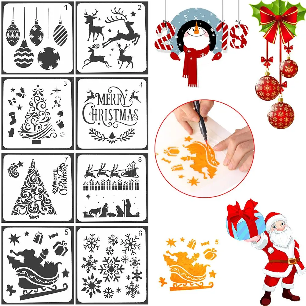 

Layering Wall Painting Paper Card Scrapbooking Christmas Hollow Stencils Embossing Flower Template