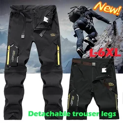 Summer New Men's Outdoor Waterproof Breathable Hiking Camping Fishing Climbing Detachable Assault Pants Plus Size 6XL Trousers