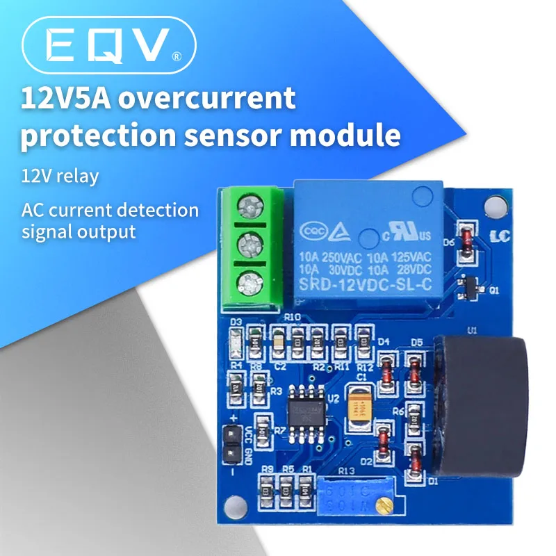 DC12V 0-5A overcurrent protection sensor module AC current detection sensor relay Switching signal output