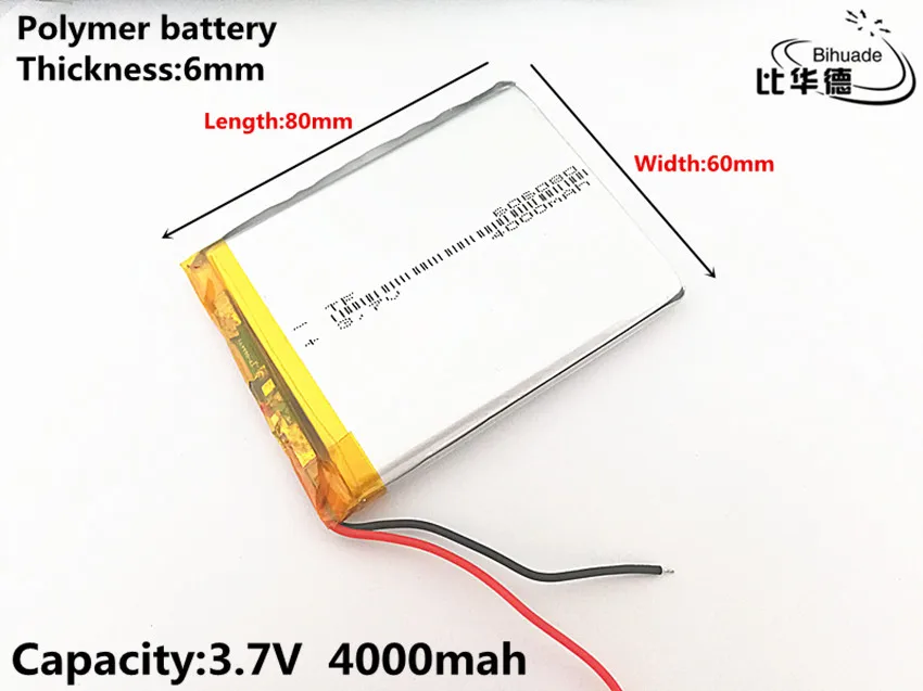 3.7V,4000mAH,606080 Polymer lithium ion / Li-ion battery for TOY,POWER BANK,GPS,mp3,mp4