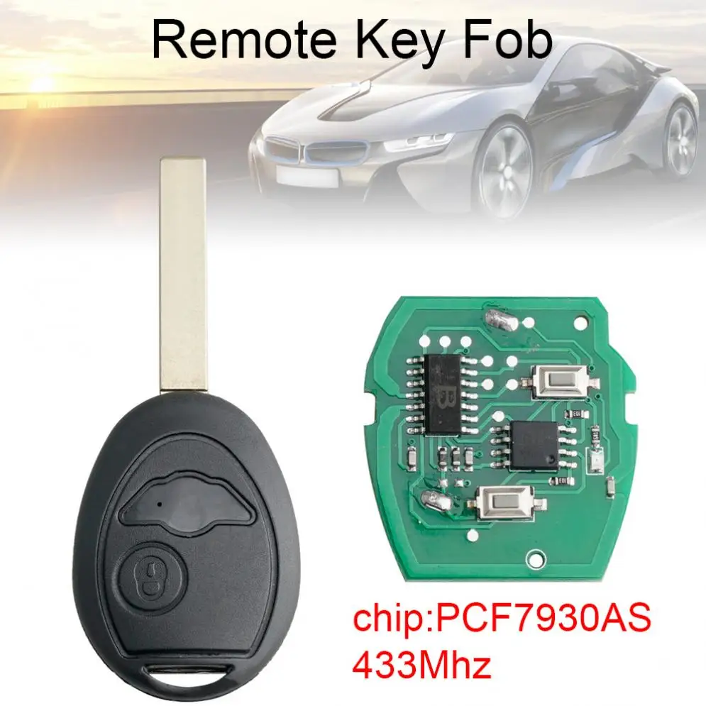 433Mhz Car Remote Key Fob with PCF7930AS Chip Fit for BMW Mini Cooper R50 R53 S 2001 - 2005