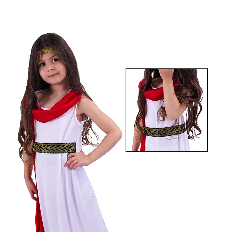 Kids Child Roman Grecian Greek Athena Goddess Cosplay Costume for Girls Fantasia Infantil Halloween Purim Mardi Gras Party Dress