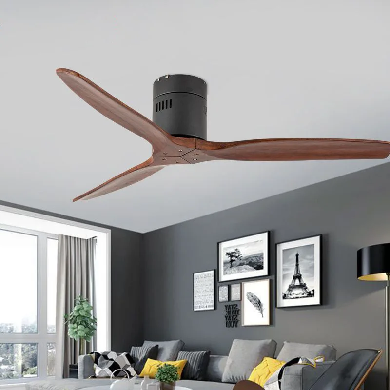 

Wood Ceiling Fan 52 Inch DC Motor 3 Blades With Remote Control Ventilator For Home Bedroom Livingroom Decor