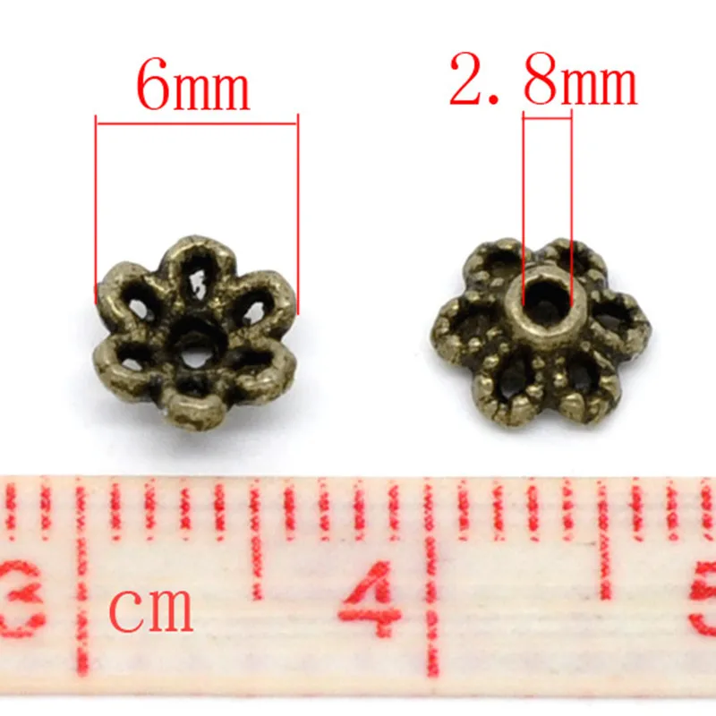 DoreenBeads Metal Beads Caps Flower Antique Bronze Color DIY Making Earrings Jewelry(Fits 8mm-12mm Beads) 6mm x 2.8mm,300PCs