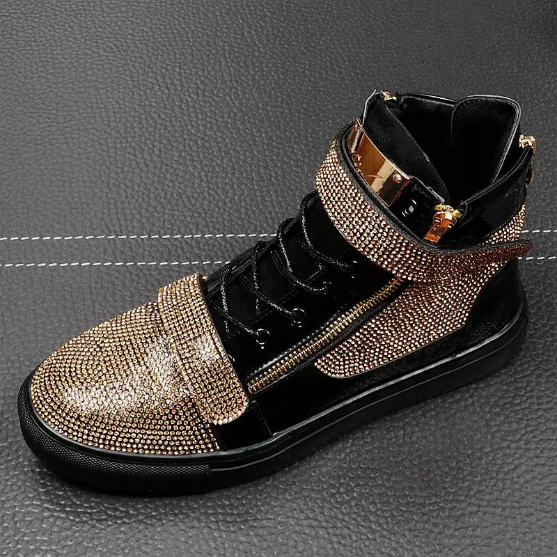 CuddlyIIPanda Men Fashion Casual Ankle Boots Sprung Autumn High Top Hook&Loop Luxury Designer Sneakers Male Youth Trending Shoes