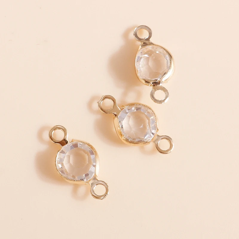 Leslie 60pcs 7*13mm Alloy Circle Clear Crystal Connector Charms for Bracelets Necklaces DIY Handmade Jewelry Making Supplies