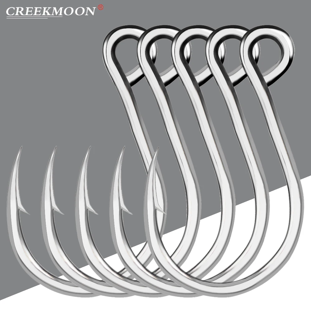 100pcs Strong Big Stainless Steel Jigging Hook 1/0-11/0# Jig Huge Resistant Fishing Hooks Saltwater Anti-corrosion Sea Fish Hook