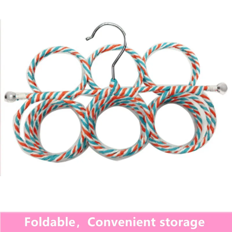 9/12/16/28 Hole Ring Rope Shawl Multi Display Scarf Belt Tie Slots Holder Clothes Storage Hanger Organizer Rack Foldable