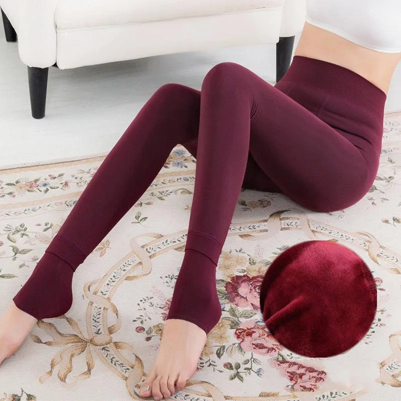 Veludo grosso inverno leggings pérola veludo cintura alta quente leggins feminino mujer S-5XL código leggings