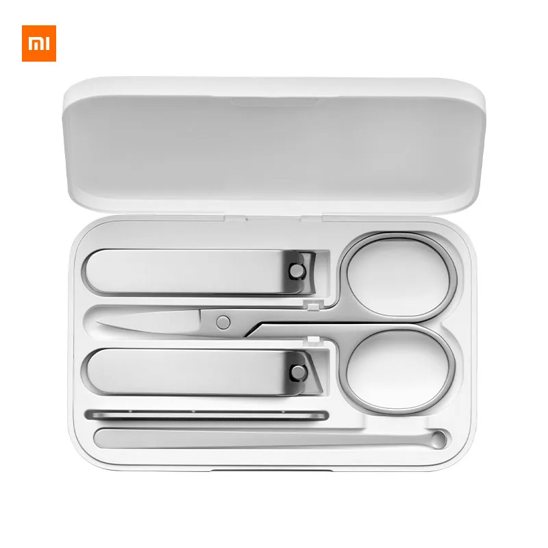 5pcs Xiaomi Mijia Manicure Nail Clippers Set Nose Hair Trimmer Portable Travel Hygiene Kit Stainless Steel Nail Cutter Tool Set