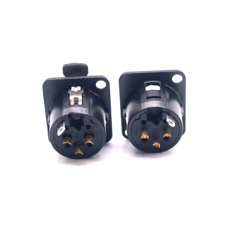 2 Stück Messing vergoldeter Stecker Hi-End XLR 3-Pin Stecker Chassis Panel Buchse für CD-Verstärker – Detail 4
