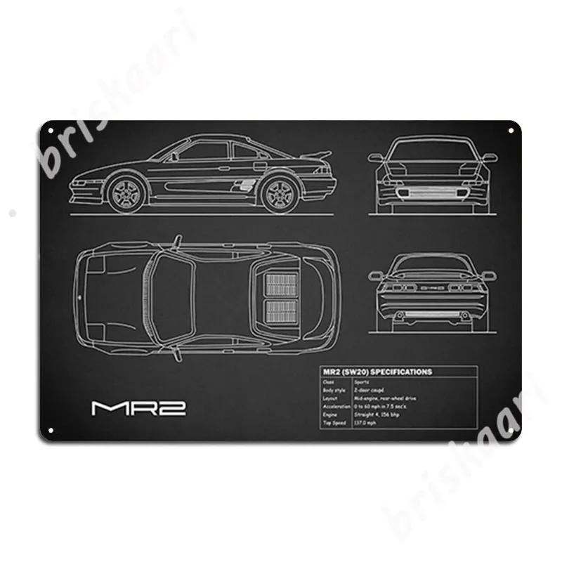 The Mr2 Blueprint In Black Metal Signs pub Retro Kitchen Plaques Tin sign Posters