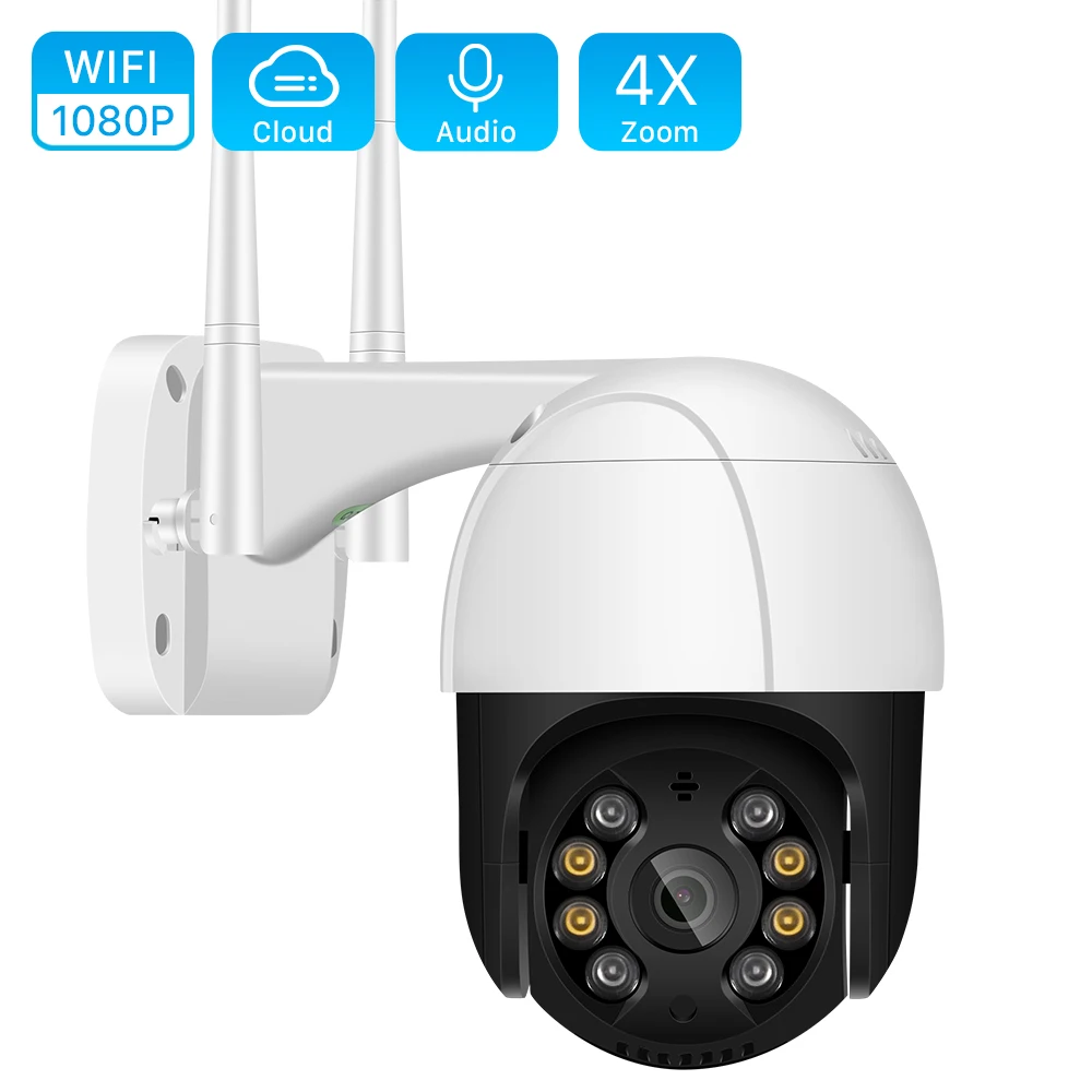 

1080P PTZ Wifi IP Camera Outdoor 4X Digital Zoom AI Human Detect Wireless Camera H.265 P2P ONVIF Audio 2MP Security Camera PM035