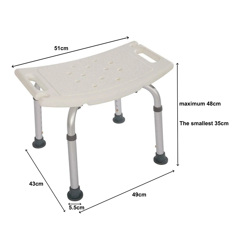 Non-slip Bathroom and Shower Chair 6 Gears Height Adjustable Toilet Seat Bathroom Furniture Safe Bathroom Environment Product