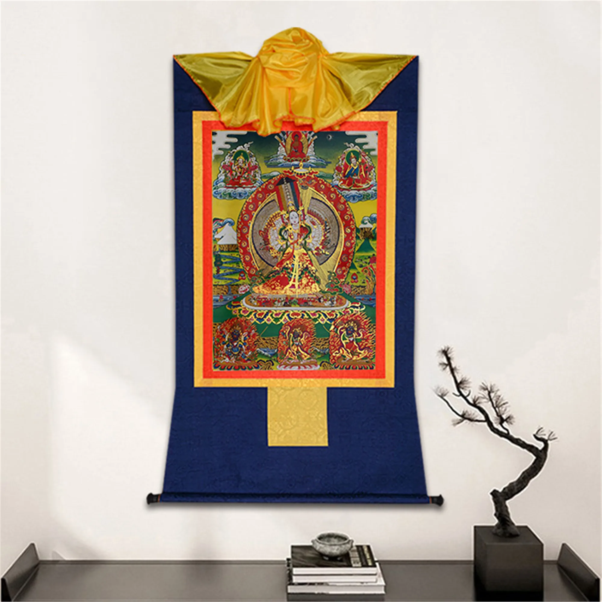 Gandhanra Bronzing Printed Thangka Art - Usnisa Sitatapatra(White Parasol) Thangka,Hand Framed Tibetan Buddhist Thangka