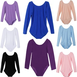 Girls Ballet Dance Leotard Solid Color Long Sleeve Gymnastics Workout Yoga Jumpsuit Ballerina Dancing Class Training Dance Wear
