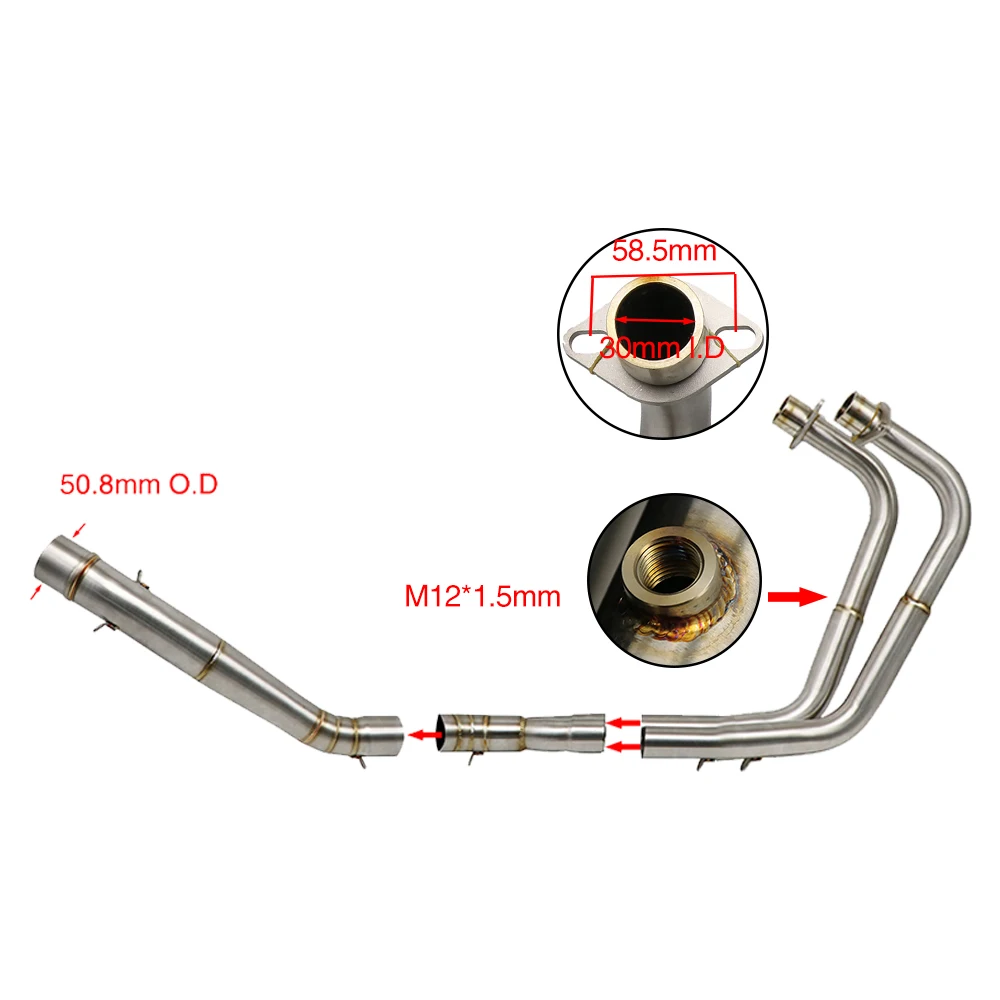 Sclmotos- Stainless Steel Motorcycle Middle Pipe For Honda CBR250R Exhaust System Mid Tube Link Connect Pipe Without Muffler