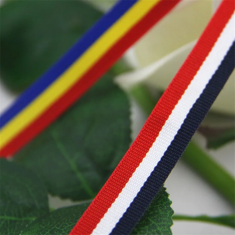 HOT Printed Grosgrain Ribbons for DIY Handmade Tape Gift Box Decoration Clothing Accessories 5 Styles Tricolor Flag Stripes 10mm