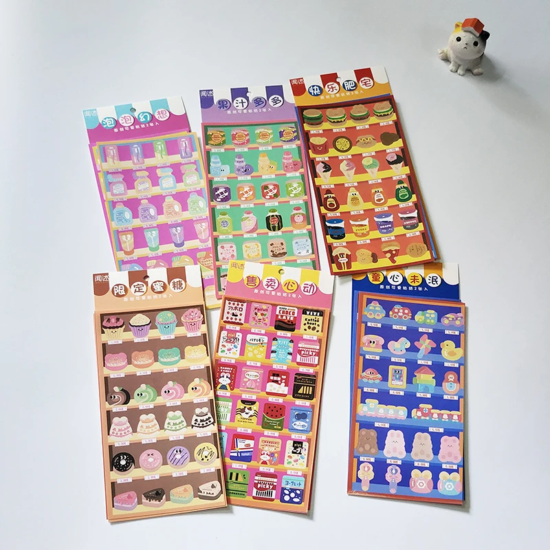 2Pcs Kawaii Girl Grocery Store Stickers Decoration Scrapbooking Hand Account DIY Album Diary School Stationery Supplies