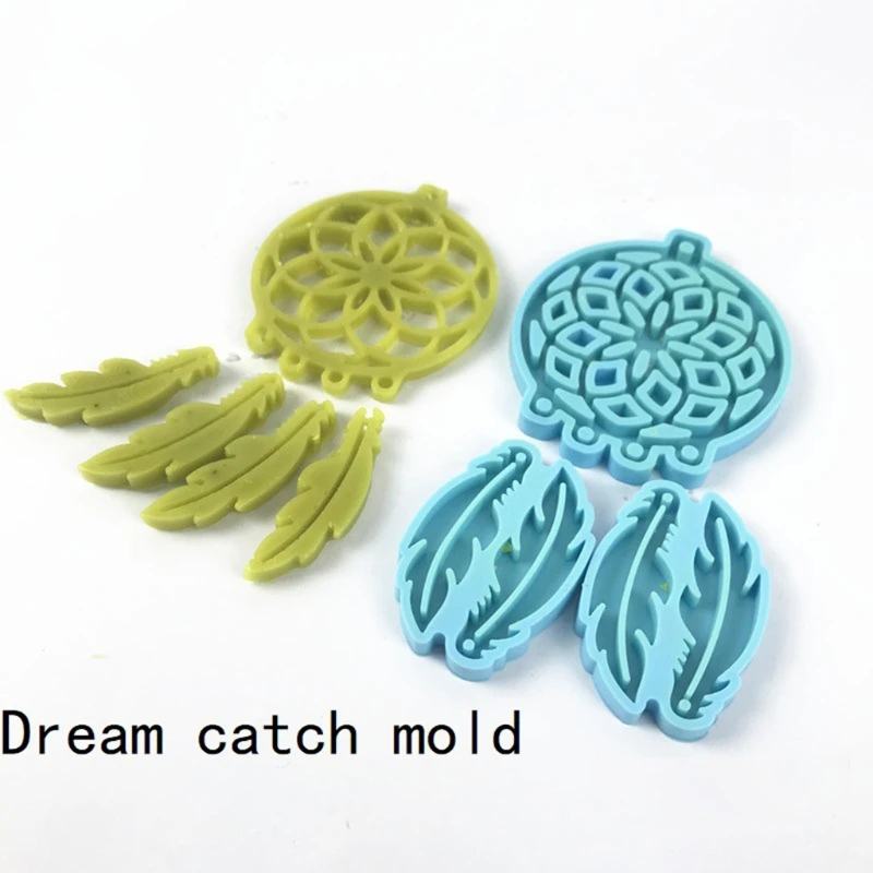 3Pcs Dream Catcher Mold Silicone Mold Keychain Pendants Epoxy Resin Casting Mold Feather Shape Earrings Mold DIY Crafts