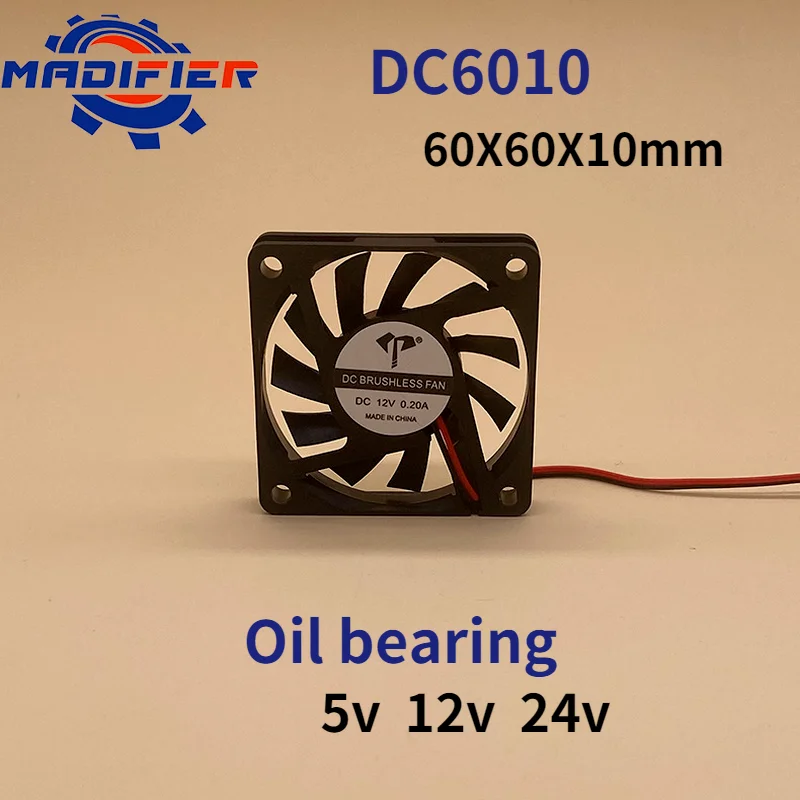 Dc6010 Cooling Fan  Oil bearing Two-Wire  Containing Ultra-Thin Industrial Mute 60x60x10mm Little Fan