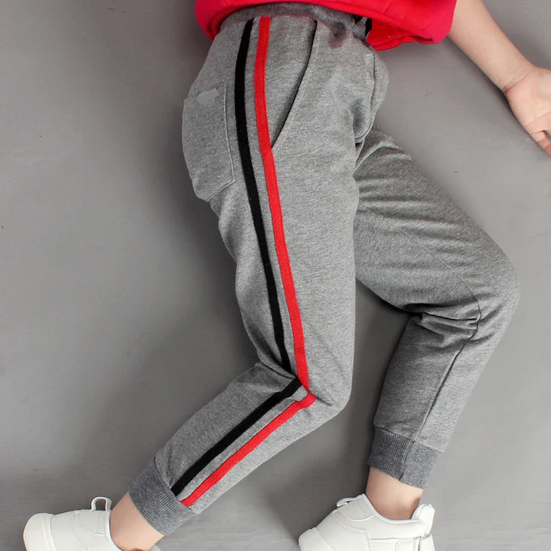 Spring Autumn Korean version sports pants in big children hit color student cotton clothes anti-mosquito childr quality clothing