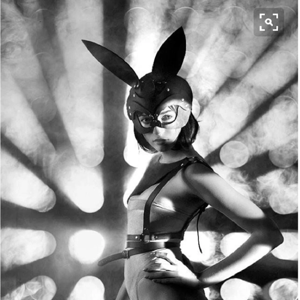 أسود المرأة مثير آذان أرنب قناع لطيف الأرنب آذان طويلة عبودية قناع هالوين حفلة تنكرية تأثيري حلي الدعامة