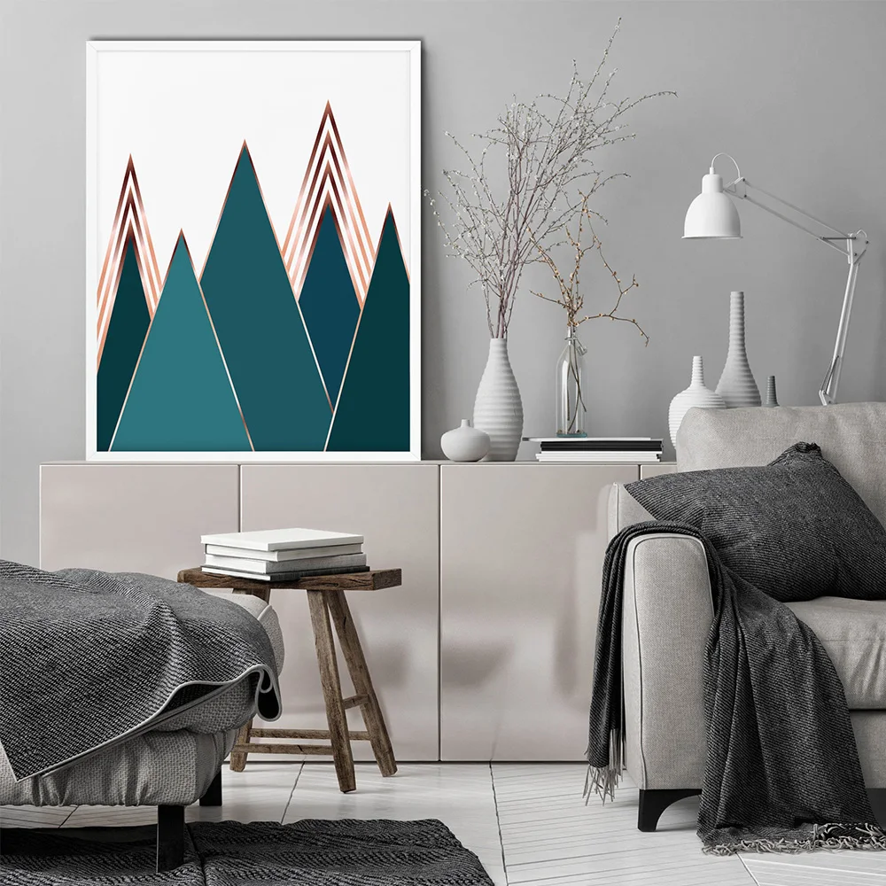 Scandinavian Green Geometry Module Canvas Painting Wall Art Nordic Posters and Prints Wall Pictures for Living Room Decoration