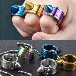 Stainless Steel Self-Defense Ring Outdoor EDC Necklace Broke Window Anti-wolf Protective Equipment Tools Punk Rings Brass Tools