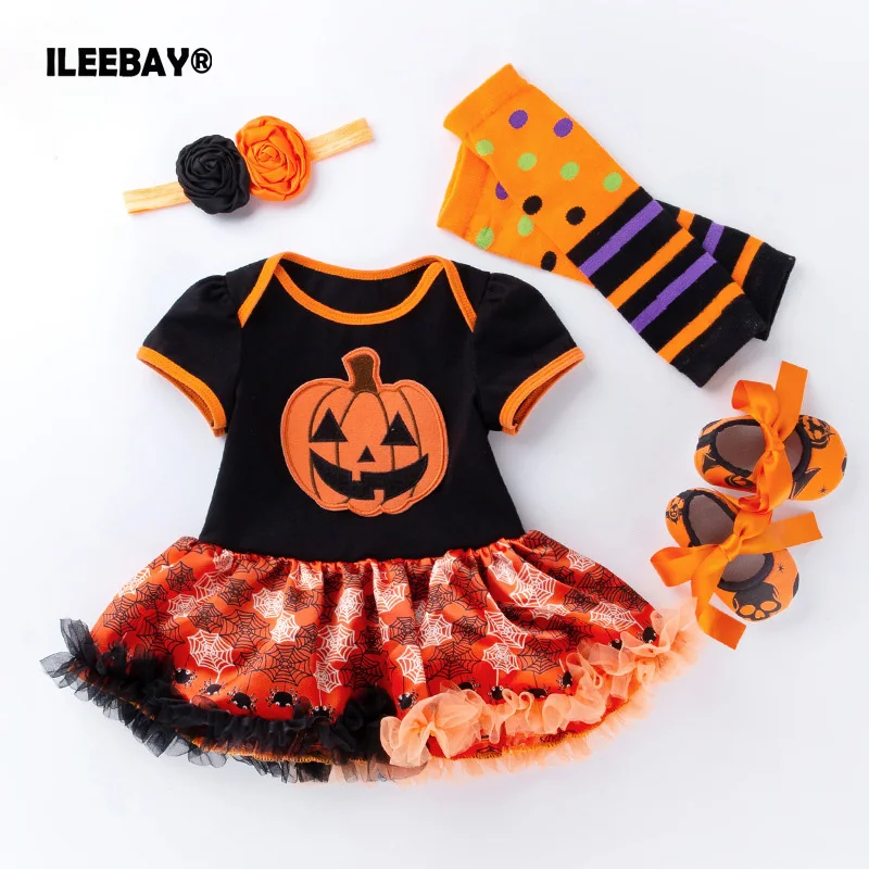 NEW Princess Dress Newborn Baby Girl Clothes My First Christmas Baby Clothes Infant Bodysuit Lace 4Pcs Children's Clothing Suit