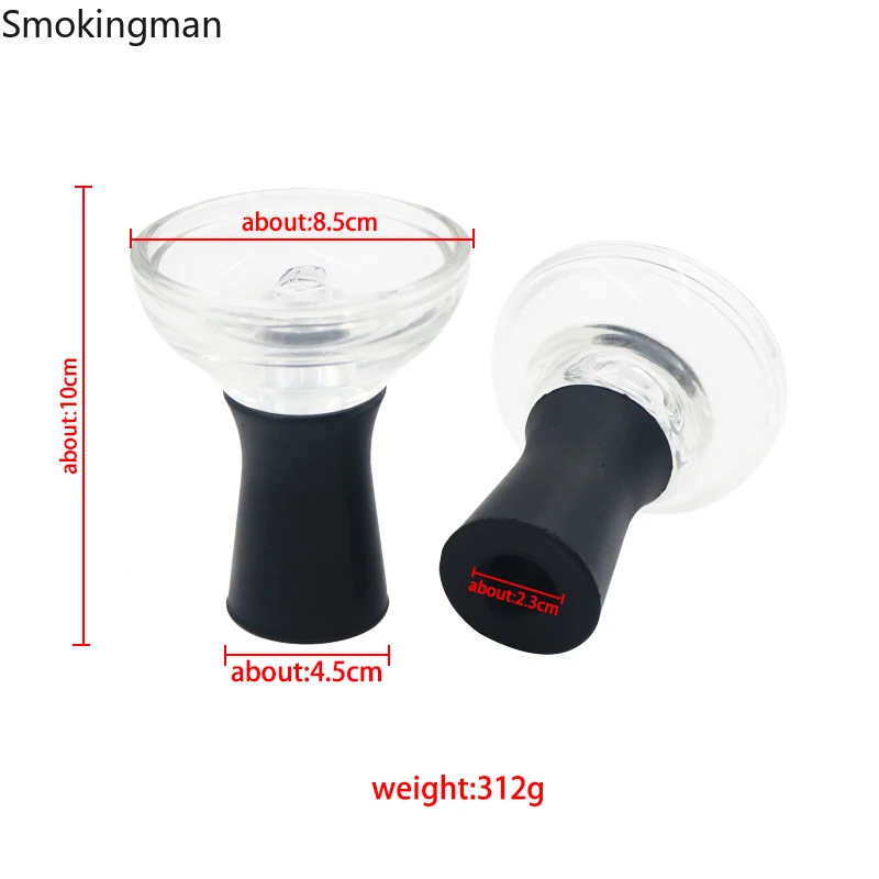 1PC Single Hole Upper part Glass Bottom Silicone Hookah Bowl Shisha Chicha Nargile Accessories