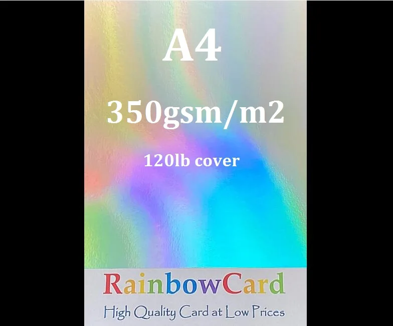 350GSM SINGLE SIDE SILVER RAINBOW HOLOGRAPHIC CRAFT CARD THICK PAPER CARDSTOCK 10/20/30 - YOU CHOOSE QUANTITY