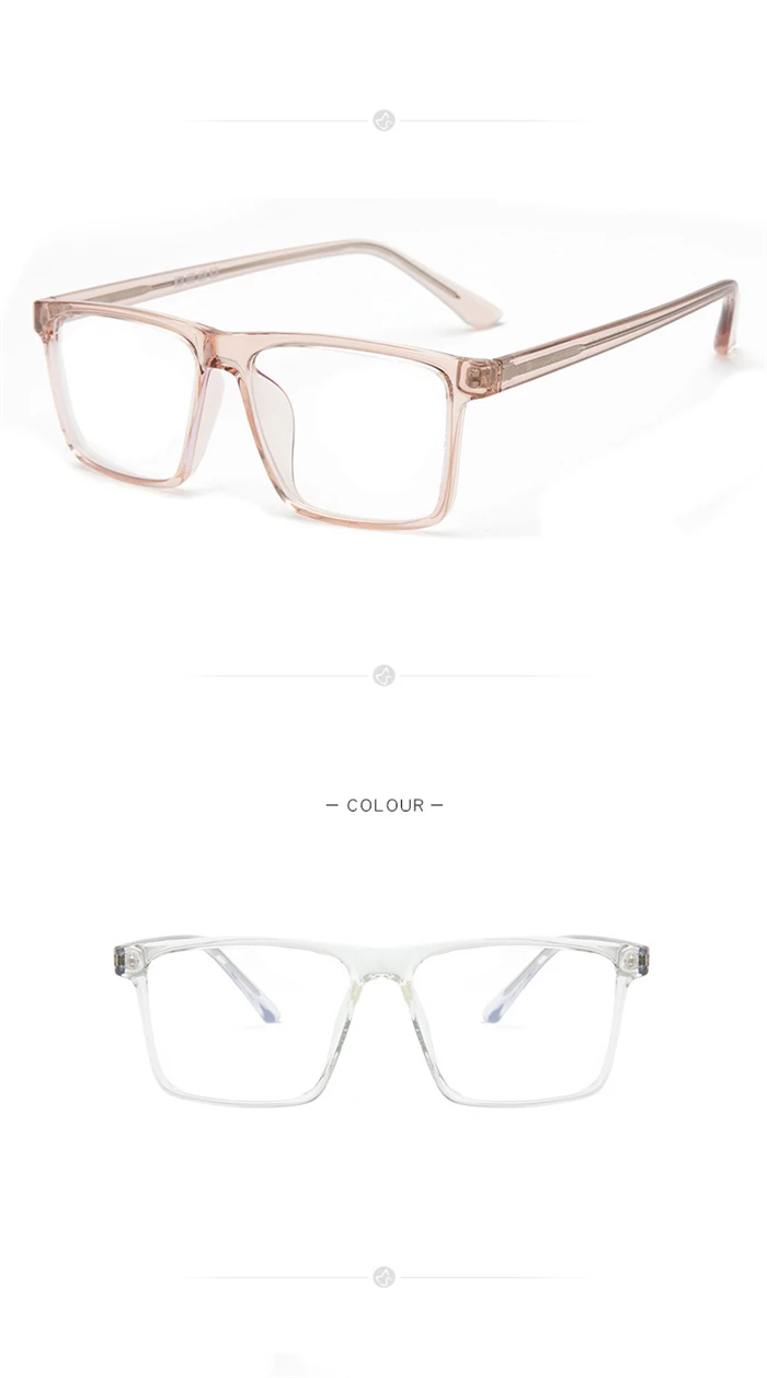 Anti-Blau-Strahlen, übergroße Kurzsichtigkeitsbrille, Damen und Herren, TR90, quadratisch, verschreibungspflichtige Brille, Dioptrien 0–0,5–0,75 bis –6,0 – Detail 8